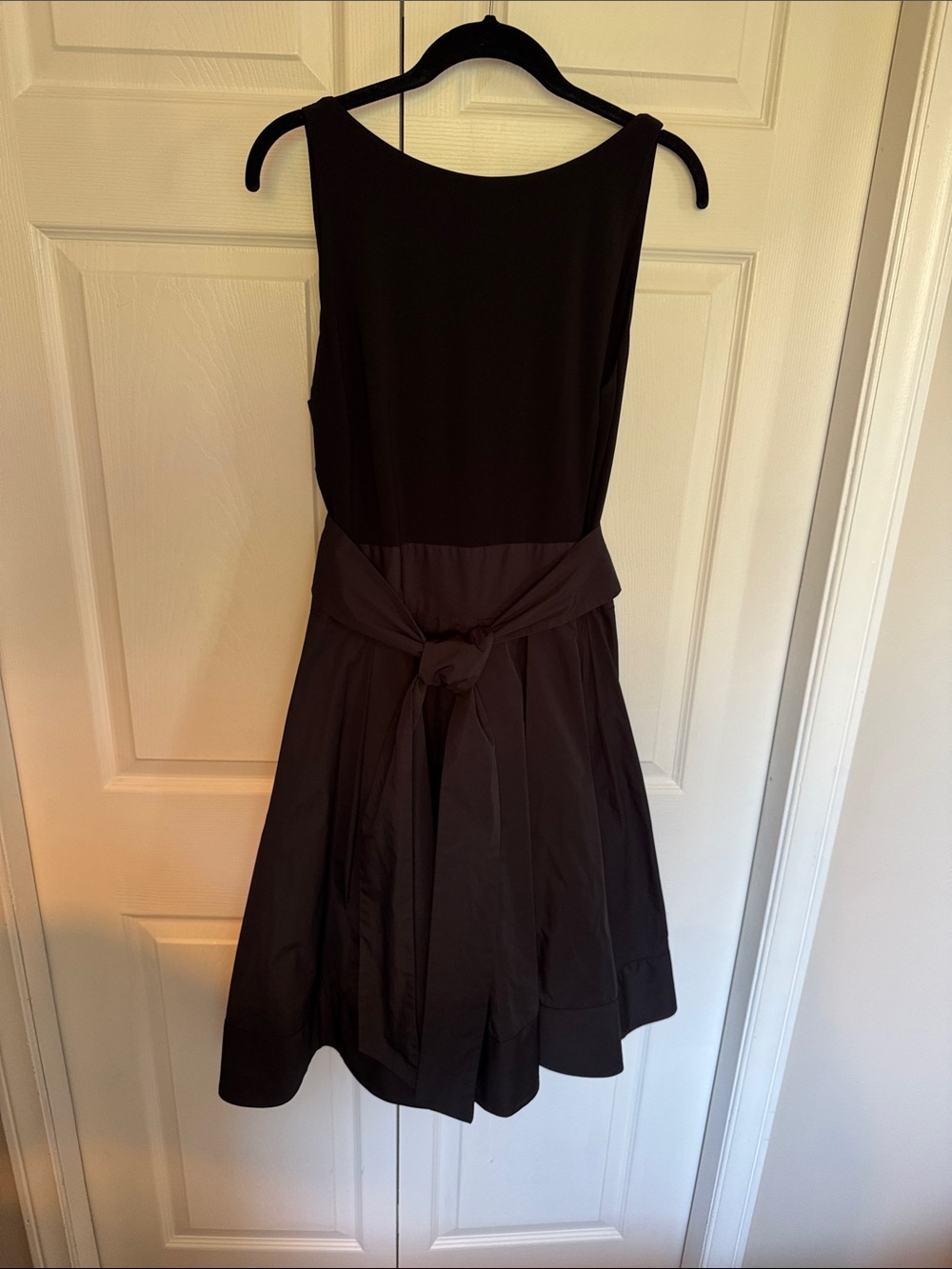 Ralph Lauren Classic Black Sleeveless Fit-and-Flare Dress with wrap Waist Tie